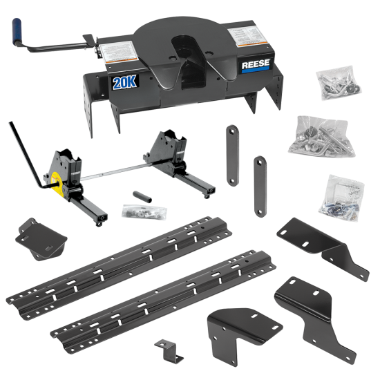 For 2007-2021 Toyota Tundra Custom Industry Standard Above Bed Rail Kit + 20K Fifth Wheel + Square Slider (For 6-1/2' or Shorter Bed, w/o Factory Puck System Models) By Reese