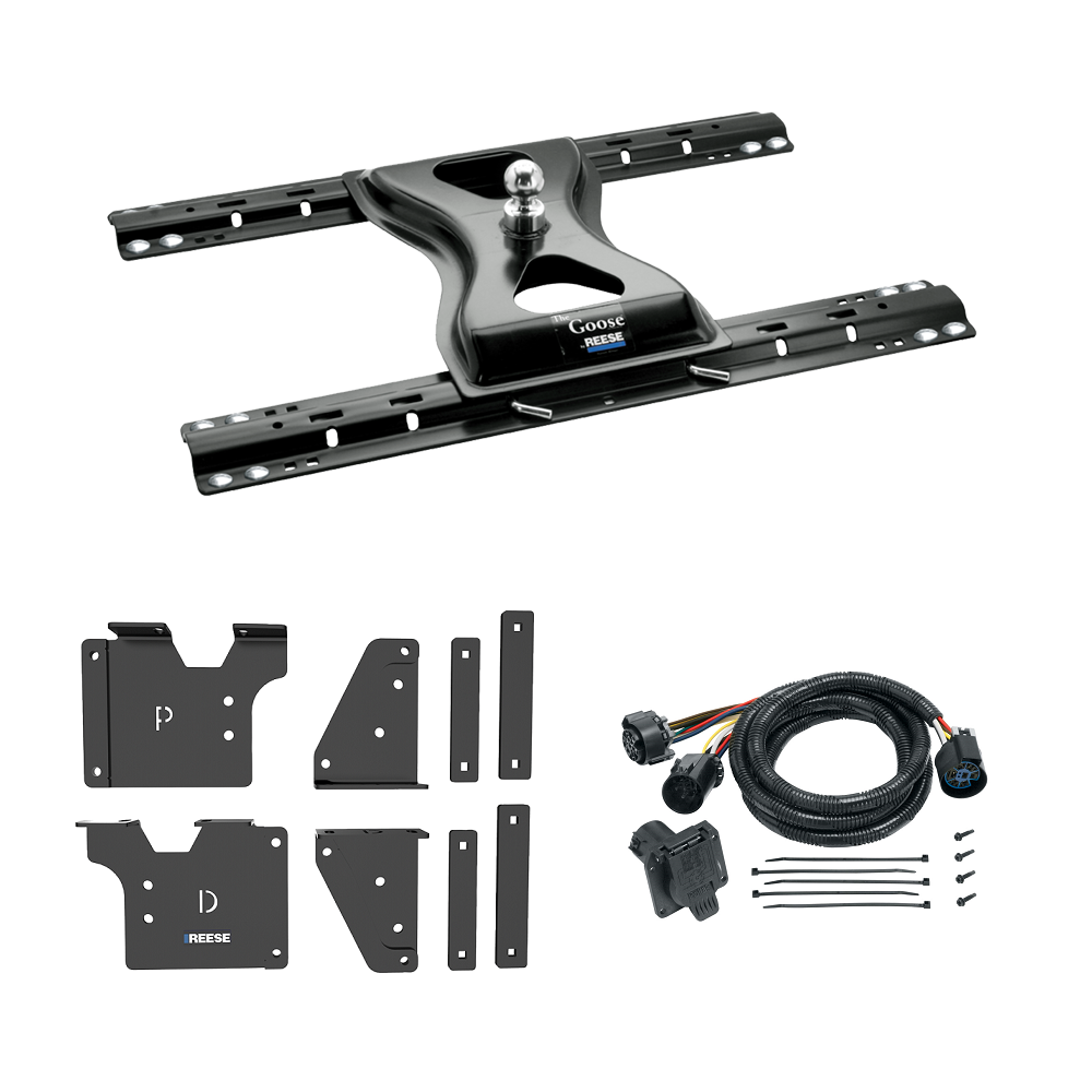 For 2020-2024 Chevrolet Silverado 2500 HD Custom Outboard Above Bed Rail Kit + 25K Reese Gooseneck Hitch + In-Bed Wiring (For 5'8 or Shorter Bed (Sidewinder Required), w/o Factory Puck System Models) By Reese For 2020-2024 Chevrolet Silverado 2500 HD Custom Outboard Above Bed Rail Kit + 25K Reese Gooseneck Hitch + In-Bed Wiring (For 5'8 or Shorter Bed (Sidewinder Required), w/o Factory Puck System Models) By Reese