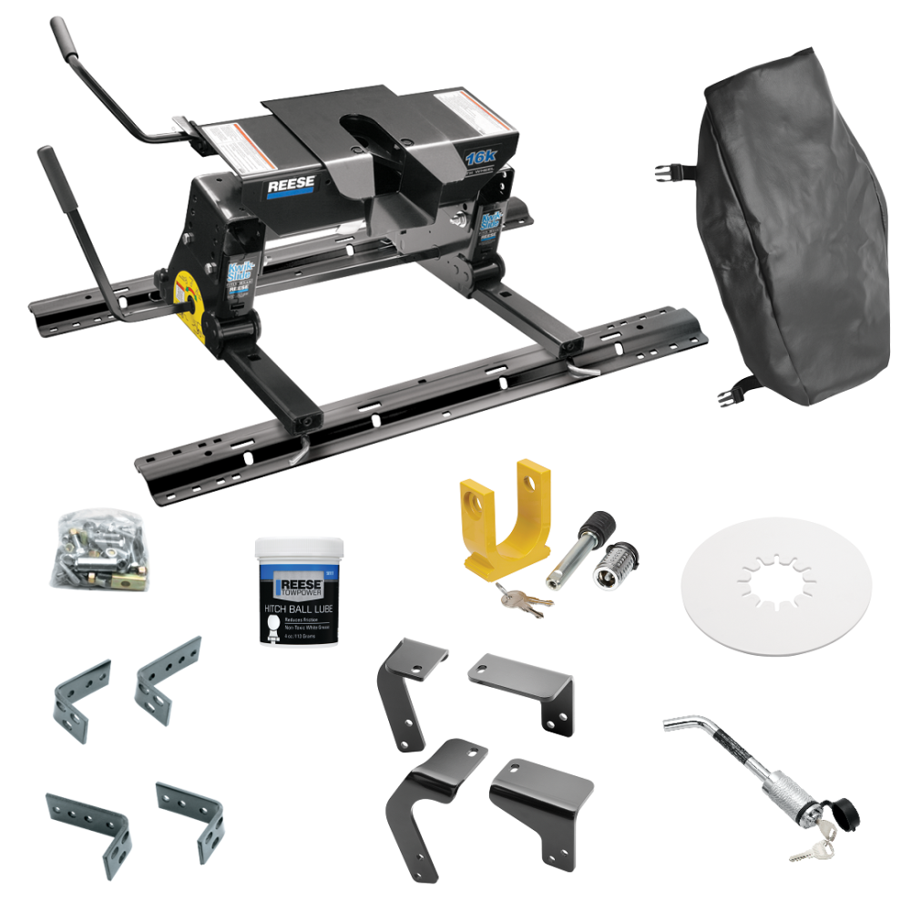 For 2019-2024 RAM 1500 Classic Industry Standard Semi-Custom Above Bed Rail Kit + 16K Fifth Wheel + Square Slider + King Pin Lock + Base Rail Lock + 10" Lube Plate + Fifth Wheel Cover + Lube (For 6-1/2' or Shorter Bed, Except w/Air Suspension or w/EC For 2019-2024 RAM 1500 Classic Industry Standard Semi-Custom Above Bed Rail Kit + 16K Fifth Wheel + Square Slider + King Pin Lock + Base Rail Lock + 10" Lube Plate + Fifth Wheel Cover + Lube (For 6-1/2' or Shorter Bed, Except w/Air Suspension or w/EC