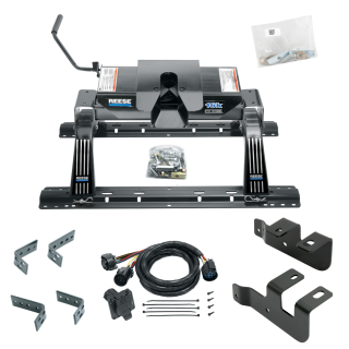 For 2014-2024 RAM 2500 Industry Standard Semi-Custom Above Bed Rail Kit + 16K Fifth Wheel + In-Bed Wiring (For 5'8 or Shorter Bed (Sidewinder Required), w/o Factory Puck System Models) By Reese For 2014-2024 RAM 2500 Industry Standard Semi-Custom Above Bed Rail Kit + 16K Fifth Wheel + In-Bed Wiring (For 5'8 or Shorter Bed (Sidewinder Required), w/o Factory Puck System Models) By Reese