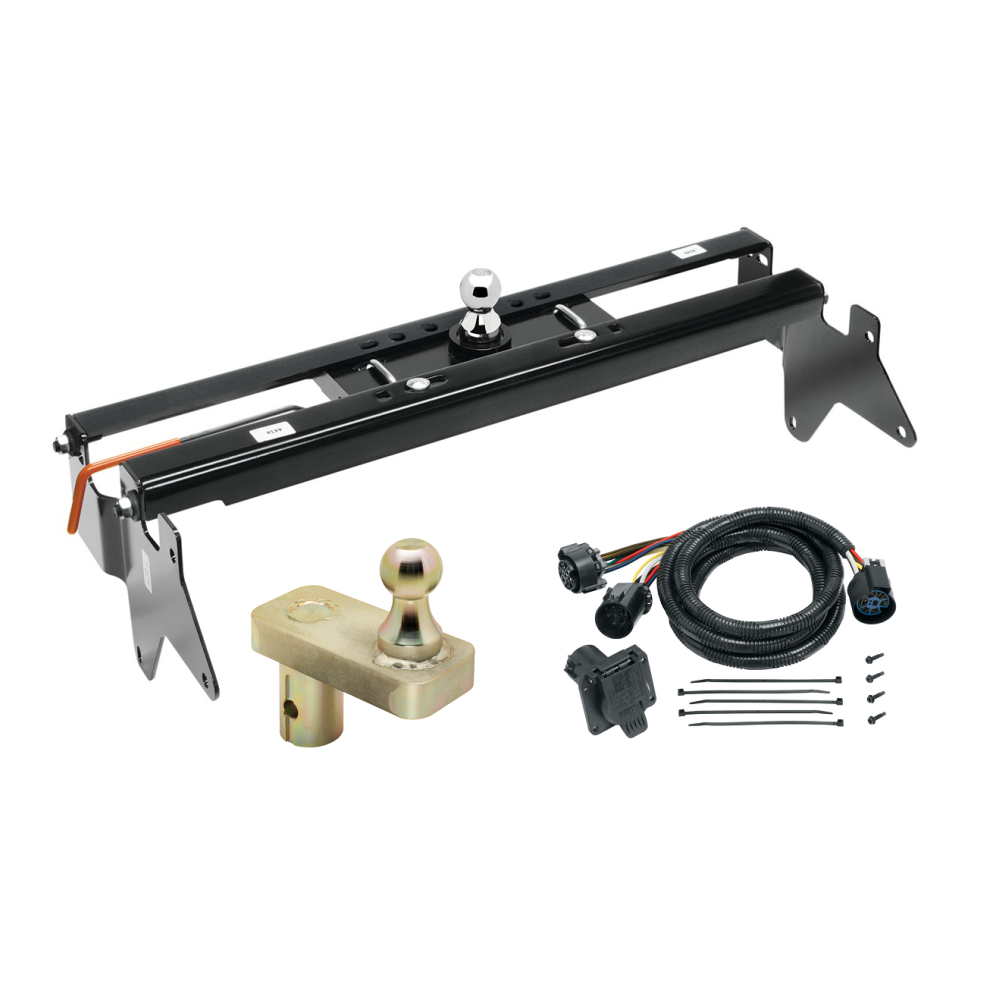 For 1999-2004 Chevrolet Silverado 2500 Hide-A-Goose Underbed Gooseneck Hitch System + 7-Way In-Bed Wiring + 5" Offset Gooseneck Ball (For All Styles, w/o Factory Puck System Models) By Draw-Tite For 1999-2004 Chevrolet Silverado 2500 Hide-A-Goose Underbed Gooseneck Hitch System + 7-Way In-Bed Wiring + 5" Offset Gooseneck Ball (For All Styles, w/o Factory Puck System Models) By Draw-Tite