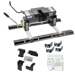 Reese Dual Jaw 16K Fifth Wheel Trailer Hitch w/ Round Tube Slider and Rails For 2004-2015 Nissan Titan Truck Base Rail Kit 5th Wheel Brackets Hardware