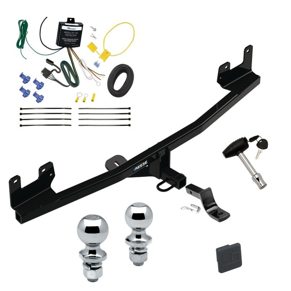 Custom Fit Trailer Hitch Draw-Bar w/ Pin/Clip Wiring Harness (Requires Splicing) 1-7/8" and 2" Chrome Ball Security Lock Pin Rubber Hitch Plug Cover Installation Hardware Installation Instructions 78297 3593 119148 63820 63810 580407 2211 Reese Reese Trailer Tow Hitch For 2020 KIA Rio 5 Dr. Deluxe Package Wiring 2" and 1-7/8" Ball and Lock