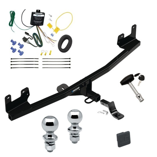Custom Fit Trailer Hitch Draw-Bar w/ Pin/Clip Wiring Harness (Requires Splicing) 1-7/8" and 2" Chrome Ball Security Lock Pin Rubber Hitch Plug Cover Installation Hardware Installation Instructions 78297 3593 119148 63820 63810 580407 2211 Reese Reese Trailer Tow Hitch For 2020 KIA Rio 5 Dr. Deluxe Package Wiring 2" and 1-7/8" Ball and Lock