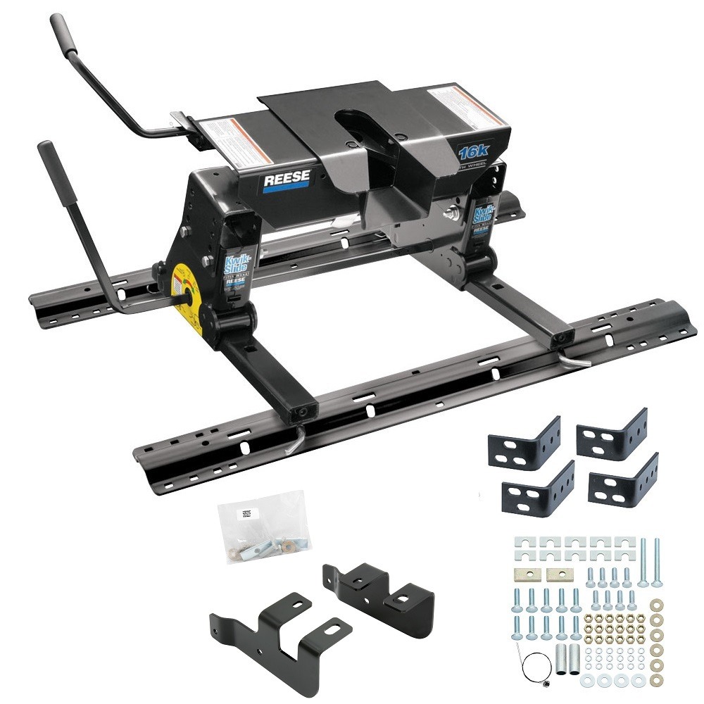 Reese Dual Jaw 16K Fifth Wheel Trailer Hitch w/ Kwik Slide Slider and Rails For 14-24 RAM 2500 Truck Base Rail Kit 5th Wheel Brackets Hardware