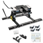 Reese Dual Jaw 16K Fifth Wheel Trailer Hitch w/ Kwik Slide Slider and Rails For 14-24 RAM 2500 Truck Base Rail Kit 5th Wheel Brackets Hardware