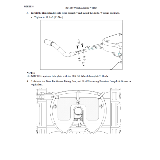 Elite Series Fifth Wheel 20K (Pre-Assembled)Slider Unit 90 Degree Fifth Wheel Adapter Harness Installation Hardware Installation Instructions 38965 Reese Elite 20K 5th Wheel Autoglide Slider Hitch 11-22 Super Duty w/ Puck System Fifth Wheel Trailer Hitch Reese Elite 20K 5th Wheel Autoglide Slider Hitch For 11-22 Ford Super Duty w/ Puck System Fifth Wheel Trailer Hitch Lifetime Warranty