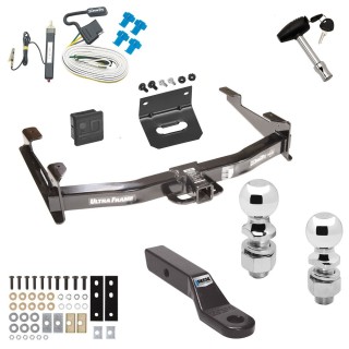 Custom Fit Trailer Hitch Wiring Harness (Requires Splicing) 2" Drop Ball-Mount w/ Pin/Clip Security Lock Pin & Key 2-5/16" and 2" Chrome Ball 4-Flat Mounting Bracket Rubber Hitch Plug Cover Installation Hardware Installation Instruction Ultimate Class 5 13K Tow Package For 01-07 Chevrolet Silverado GMC Sierra 2500 3500 Trailer Hitch w/ Wiring Dual 2" and 2-5/16" Ball 2" Drop Mount Lock Bracket Cover 2" Receiver