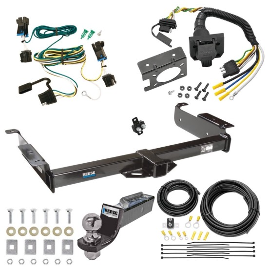 Custom Fit Trailer Hitch Wiring Harness (Plug & Play) 2" Drop Ball-Mount w/ Pin/Clip 2" Chrome Ball Trailer Connector Adapter Brake Control Wiring Kit Circuit Breaker Installation Hardware Installation Instructions 44028 85343 20506 7012a 1 Trailer Hitch Tow Package w/ 7-Way RV Wiring For 03-14 Chevy Express GMC Savana 1500 03-24 2500 3500 w/ 2" Drop Mount 2" Ball Class 3 2" Receiver All Models Reese