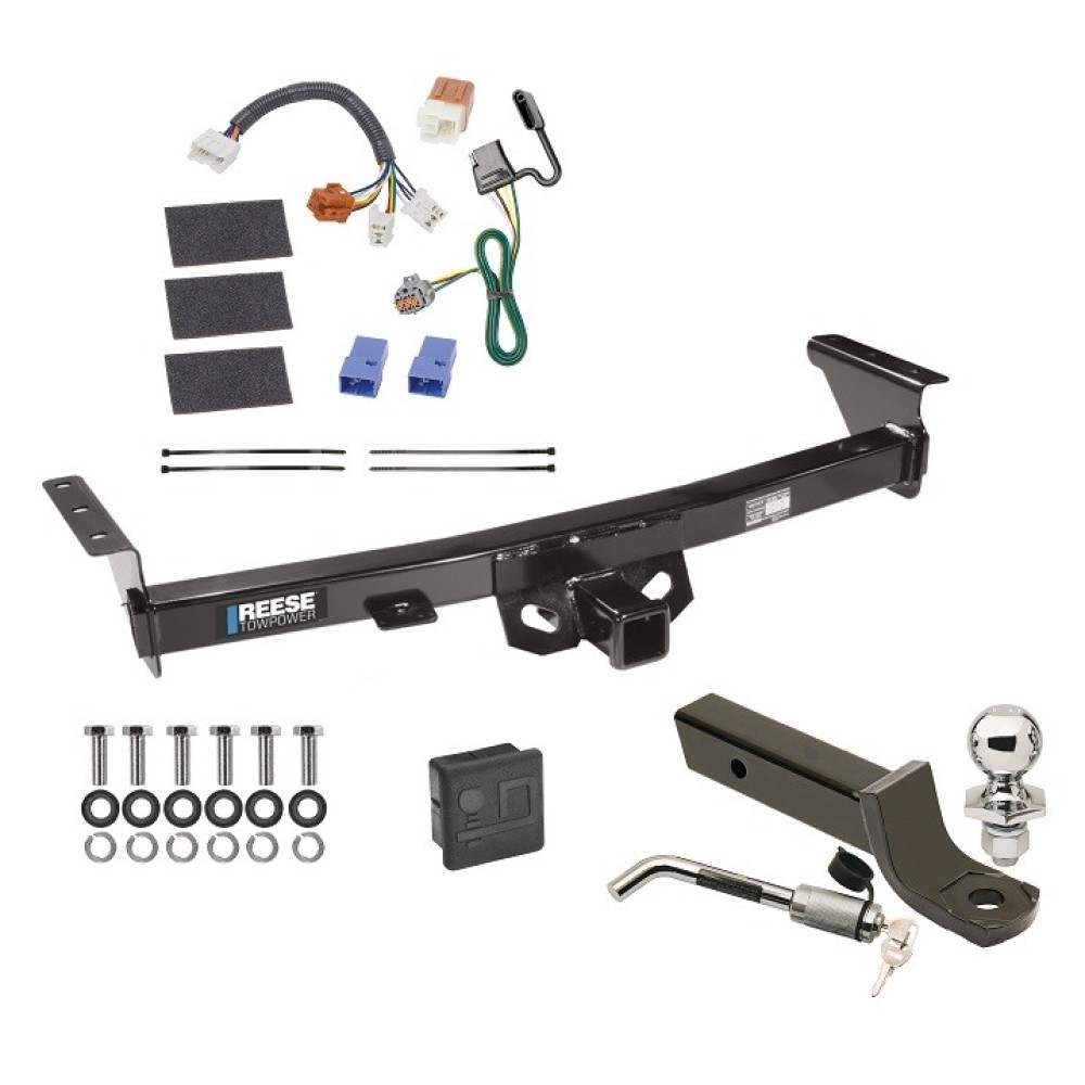 Custom Fit Trailer Hitch Wiring Harness (Plug & Play) 2" Drop Ball-Mount w/ Locking Pin/Clip 2" Chrome Ball Rubber Hitch Plug Cover Installation Hardware Installation Instructions 44526 118525 7005111 7010 Reese Trailer Tow Hitch 05-23 Nissa Reese Trailer Tow Hitch For 05-23 Nissan Frontier 09-12 Suzuki Equator Deluxe Package Wiring 2" Ball Mount and Lock
