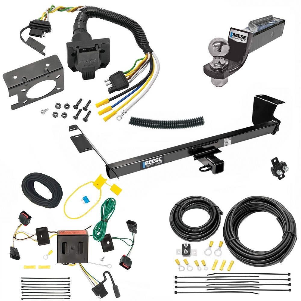 Custom Fit Trailer Hitch Wiring Harness (Plug & Play) 2" Drop Ball-Mount w/ Pin/Clip 2" Chrome Ball Trailer Connector Adapter Brake Control Wiring Kit Circuit Breaker Installation Hardware Installation Instructions 44586 85343 20506 7012a 1 Trailer Hitch Tow Package w/ 7-Way RV Wiring For 08-10 Chrysler Town & Country Dodge Grand Caravan w/ 2" Drop Mount 2" Ball Class 3 2" Receiver All Models Reese