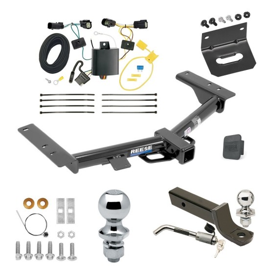 Custom Fit Trailer Hitch Wiring Harness (Plug & Play) 2" Drop Ball-Mount w/ Locking Pin/Clip 2" Chrome Ball 4-Flat Mounting Bracket 1-7/8" Chrome Ball Rubber Hitch Plug Cover Installation Hardware Installation Instructions 44719 118643 Ultimate Tow Package For 15-23 Ford Transit 150 250 350 Trailer Hitch w/ Wiring 2" Drop Mount Dual 2" and 1-7/8" Ball Lock Bracket Cover 2" Receiver Reese