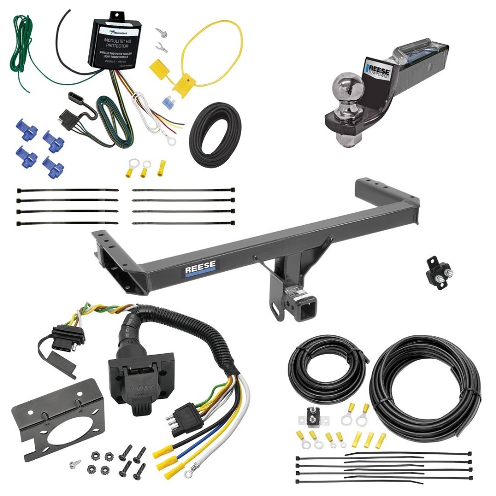 Trailer Hitch Tow Package w/ 7-Way RV Wiring For 13-17 Audi Q5 w/ 2" Drop Mount 2" Ball Class 3 2" Receiver All Models Reese
