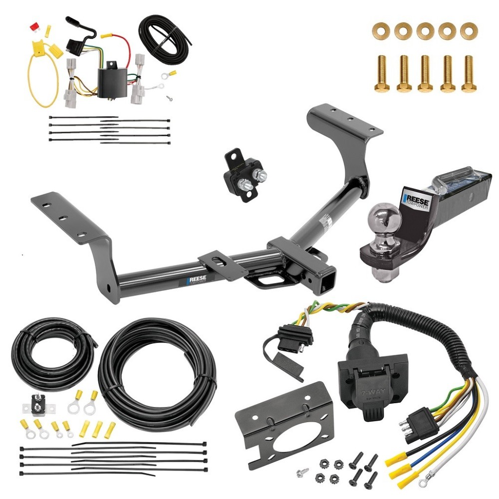 Trailer Hitch Tow Package w/ 7-Way RV Wiring For 06-12 Toyota RAV4 w/ 2" Drop Mount 2" Ball Class 3 2" Receiver All Models Reese