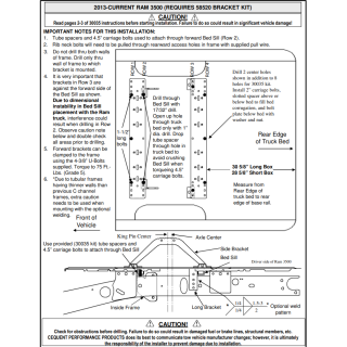 Adaptor Bracket 58520 (This kit is required if you have universal rails for example Reese part 30035) 58520 2013 2014 13 14 RAM 3500 Reese Required Bracket Universal Rails 30035 Reese Adaptor Bracket 58520 Required for Install of Universal Base Rail Kit 30035 for 2013-2024 RAM 3500