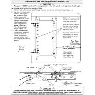 Adaptor Bracket 58522 (This kit is required if you have universal rails for example Reese part 30035) 58522 14 15 16 17 18 19 20 21 22 23 2014 2015 2016 2017 2018 2019 2020 2021 2022 2023 RAM 2500 Reese Required Bracket Universal Rails 30035 Reese Adaptor Bracket 58522 Required for Install of Universal Base Rail Kit 30035 for 2014-2024 RAM 2500