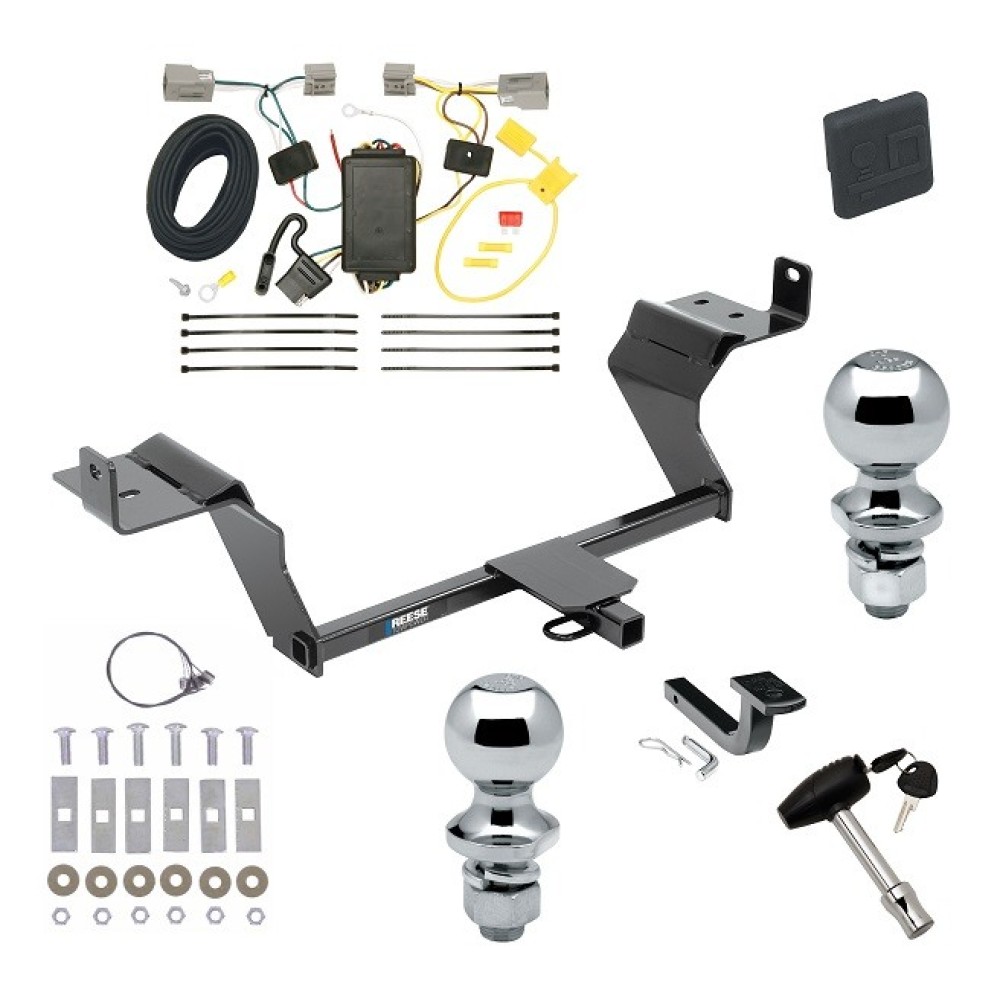 Custom Fit Trailer Hitch Draw-Bar w/ Pin/Clip Wiring Harness (Plug & Play) 1-7/8" and 2" Chrome Ball Security Lock Pin Rubber Hitch Plug Cover Installation Hardware Installation Instructions 77316 3594 118487 63820 63810 580407 2211 Reese Reese Trailer Tow Hitch For 15-23 Ford Mustang Deluxe Package Wiring 2" and 1-7/8" Ball and Lock