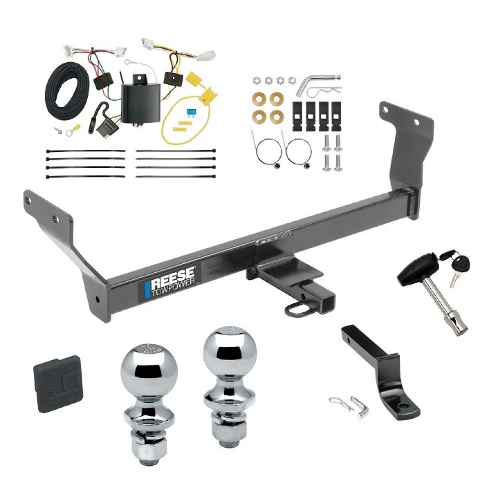 Custom Fit Trailer Hitch Draw-Bar w/ Pin/Clip Wiring Harness (Plug & Play) 1-7/8" and 2" Chrome Ball Security Lock Pin Rubber Hitch Plug Cover Installation Hardware Installation Instructions 77318 3592 118672 63820 63810 580407 2211 Reese Reese Trailer Tow Hitch For 14-24 Infiniti Q50 Deluxe Package Wiring 2" and 1-7/8" Ball and Lock