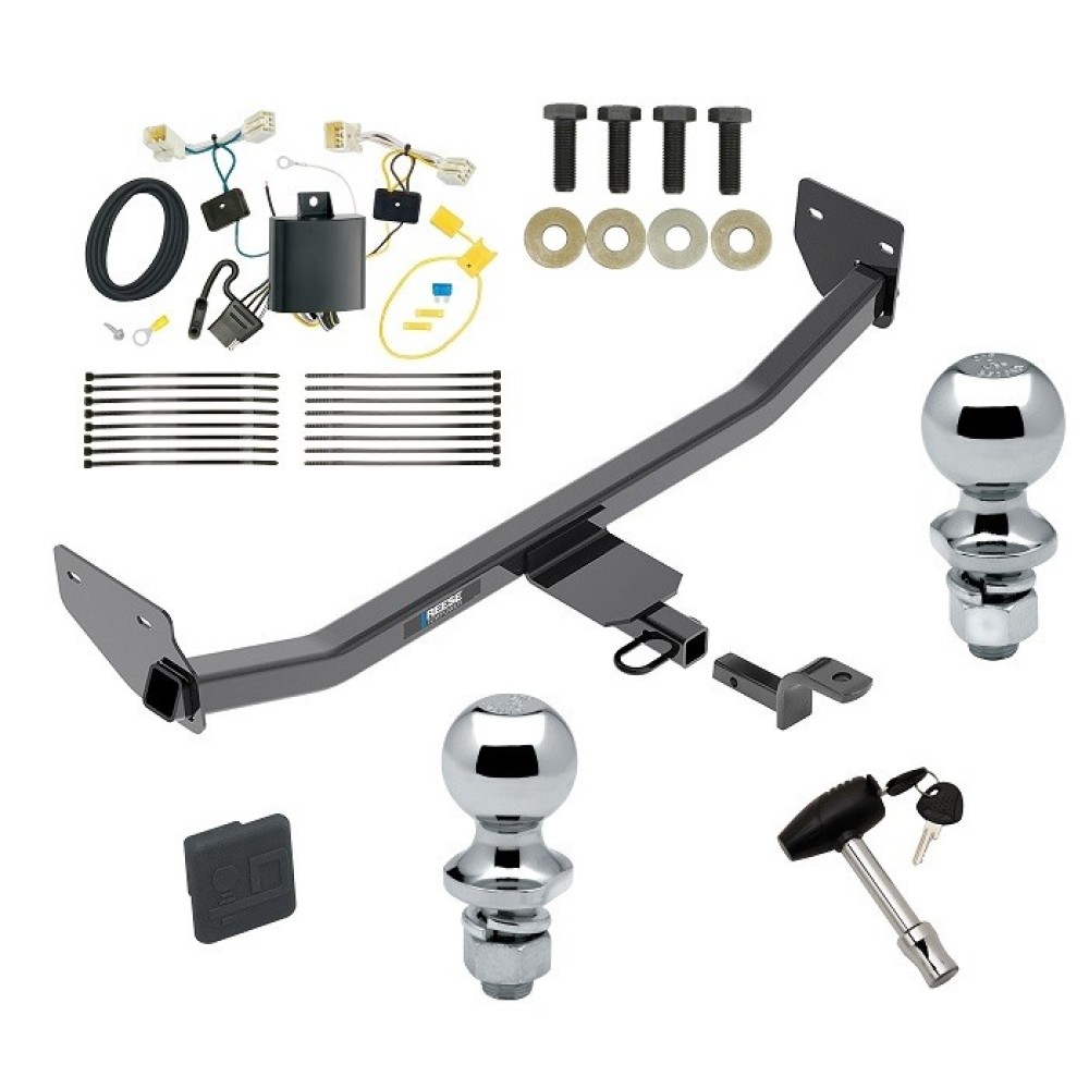 Custom Fit Trailer Hitch Draw-Bar w/ Pin/Clip Wiring Harness (Plug & Play) 1-7/8" and 2" Chrome Ball Security Lock Pin Rubber Hitch Plug Cover Installation Hardware Installation Instructions 77963 3593 118758 63820 63810 580407 2211 Reese Reese Trailer Tow Hitch For 17-23 Hyundai Ioniq Hybrid Deluxe Package Wiring 2" and 1-7/8" Ball and Lock