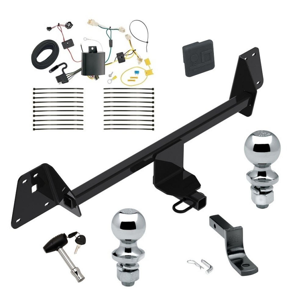 Custom Fit Trailer Hitch Draw-Bar w/ Pin/Clip Wiring Harness (Plug & Play) 1-7/8" and 2" Chrome Ball Security Lock Pin Rubber Hitch Plug Cover Installation Hardware Installation Instructions 77966 3593 118701 63820 63810 580407 2211 Reese Tr Reese Trailer Tow Hitch For 16-19 Toyota Prius Deluxe Package Wiring 2" and 1-7/8" Ball and Lock