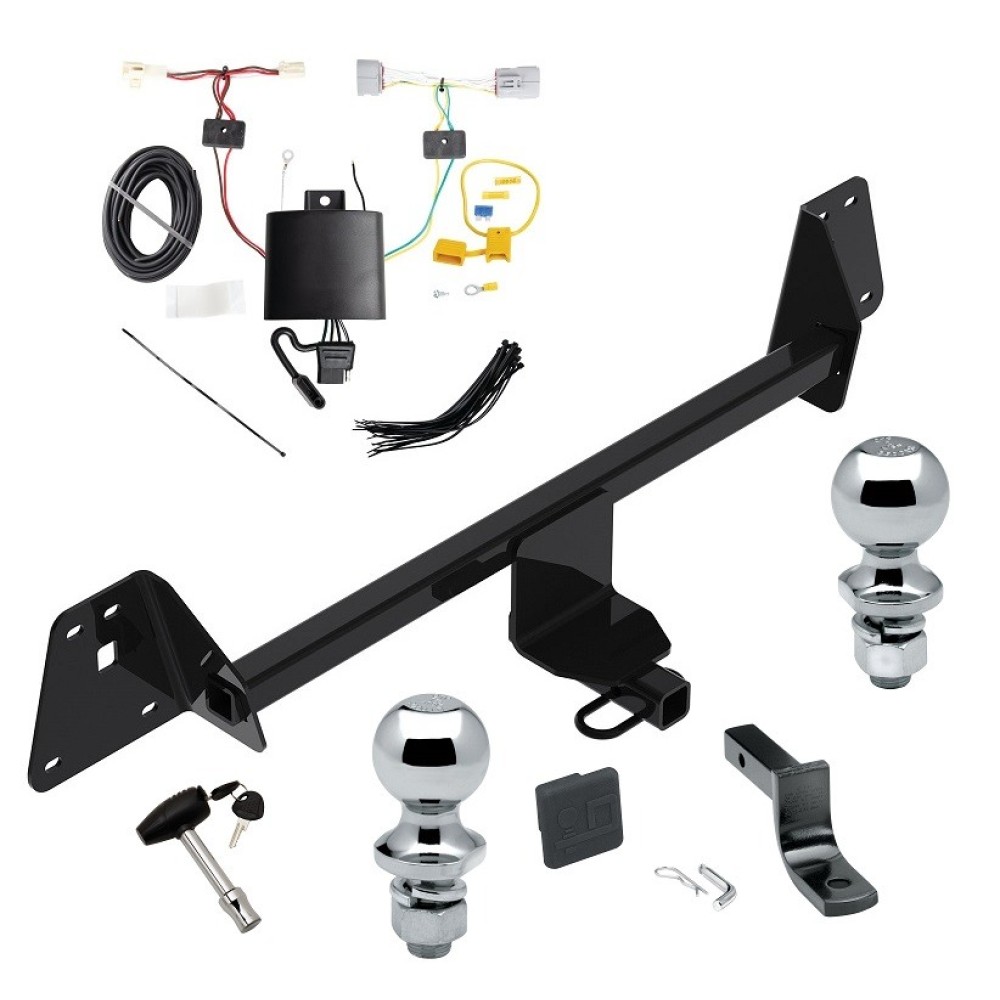 Custom Fit Trailer Hitch Draw-Bar w/ Pin/Clip Wiring Harness (Plug & Play) 1-7/8" and 2" Chrome Ball Security Lock Pin Rubber Hitch Plug Cover Installation Hardware Installation Instructions 77966 3593 118842 63820 63810 580407 2211 Reese Tr Reese Trailer Tow Hitch For 17-22 Toyota Prius Prime Deluxe Package Wiring 2" and 1-7/8" Ball and Lock