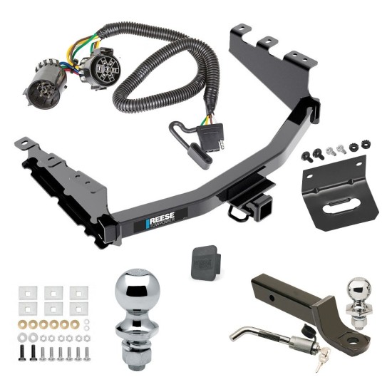 Custom Fit Trailer Hitch Wiring Harness (Plug & Play) 2" Drop Ball-Mount w/ Locking Pin/Clip 2" Chrome Ball 4-Flat Mounting Bracket 1-7/8" Chrome Ball Rubber Hitch Plug Cover Installation Hardware Installation Instructions 84016 118384 Ultimate Tow Package For 14-18 Chevrolet Silverado GMC Sierra 1500 Trailer Hitch w/ Wiring 2" Drop Mount Dual 2" and 1-7/8" Ball Lock Bracket Cover 2" Receiver Reese