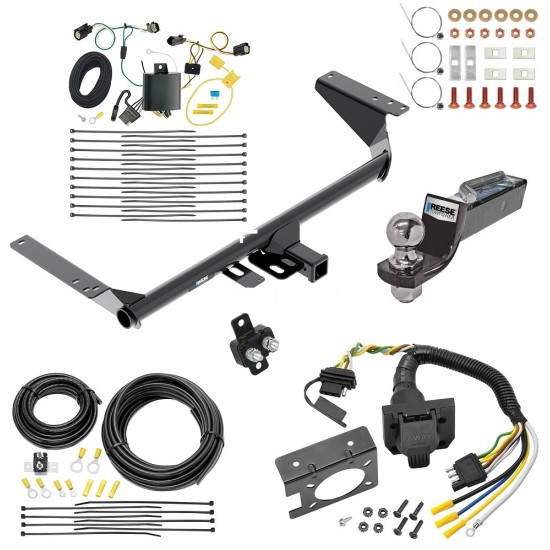 Custom Fit Trailer Hitch Wiring Harness (Plug & Play) 2" Drop Ball-Mount w/ Pin/Clip 2" Chrome Ball Trailer Connector Adapter Brake Control Wiring Kit Circuit Breaker Installation Hardware Installation Instructions 84046 85343 20506 7012a 1 Trailer Hitch Tow Package w/ 7-Way RV Wiring For 17-20 Chrysler Pacifica Except Hybrid w/ 2" Drop Mount 2" Ball Class 3 2" Receiver Reese