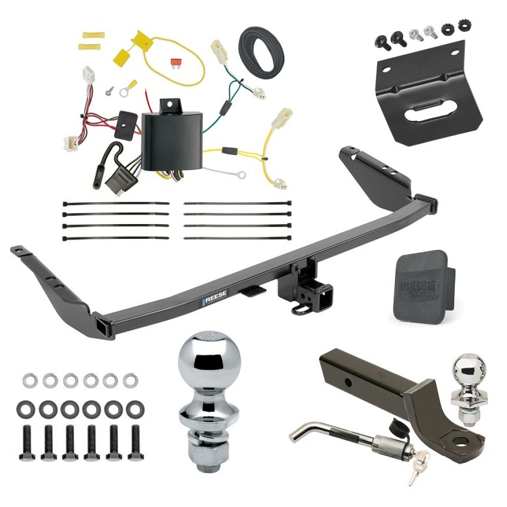 Custom Fit Trailer Hitch Wiring Harness (Plug & Play) 2" Drop Ball-Mount w/ Locking Pin/Clip 2" Chrome Ball 4-Flat Mounting Bracket 1-7/8" Chrome Ball Rubber Hitch Plug Cover Installation Hardware Installation Instructions 84112 118498 Ultimate Tow Package For 11-14 Toyota Sienna 15-20 Sienna SE Trailer Hitch w/ Wiring 2" Drop Mount Dual 2" and 1-7/8" Ball Lock Bracket Cover 2" Receiver Reese