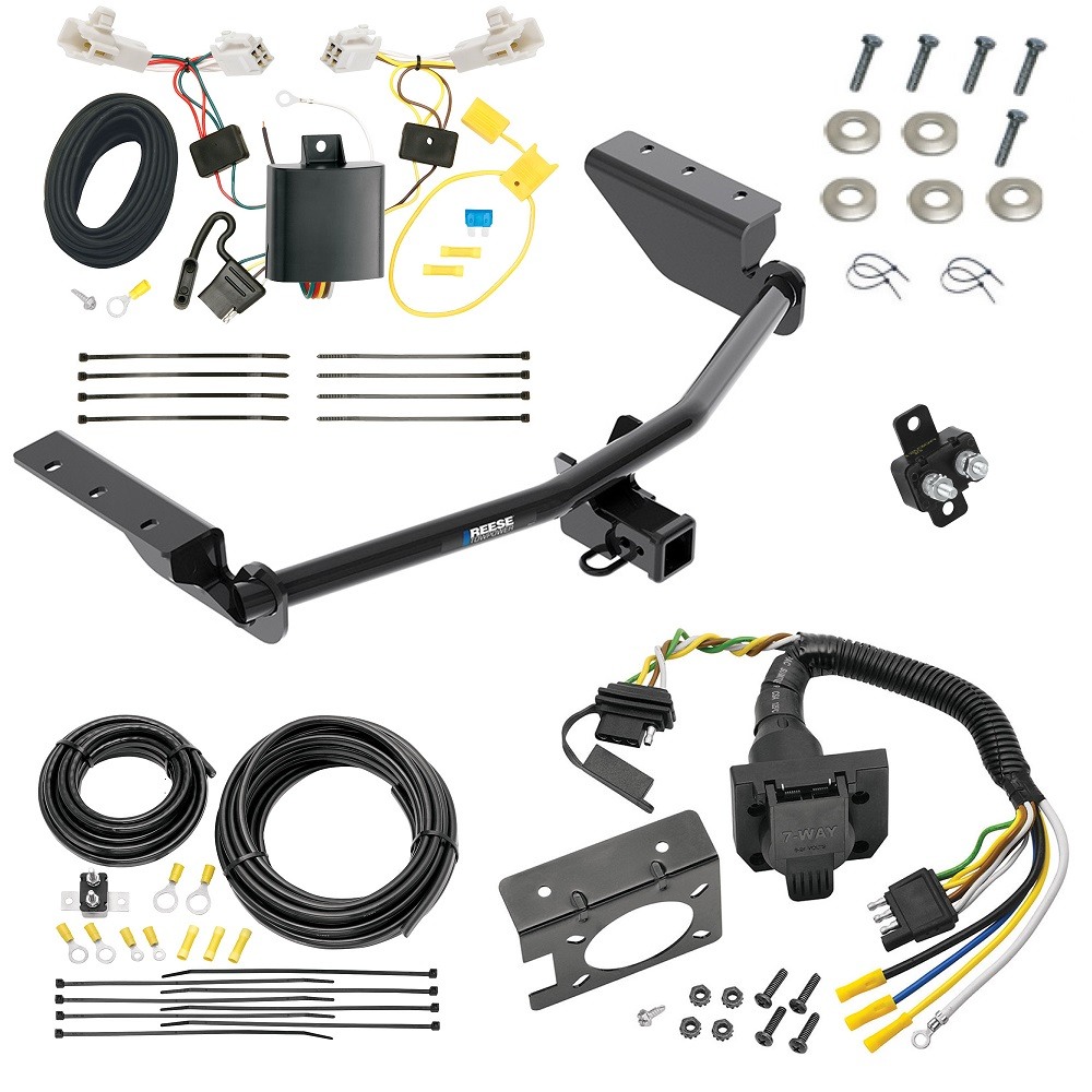 Custom Fit Trailer Hitch Wiring Harness (Plug & Play) Trailer Connector Adapter Brake Control Wiring Kit Circuit Breaker Installation Hardware Installation Instructions 84134 85343 20506 7012a 118578 Reese Trailer Hitch 7-Way RV Wiring 13-18 Toyota R Trailer Hitch w/ 7-Way RV Wiring For 13-18 Toyota RAV4 Class 3 2" Receiver All Models Reese