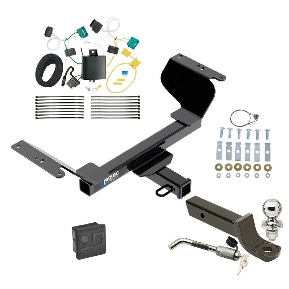 Custom Fit Trailer Hitch Wiring Harness (Plug & Play) 2" Drop Ball-Mount w/ Locking Pin/Clip 2" Chrome Ball Rubber Hitch Plug Cover Installation Hardware Installation Instructions 84419 118750 7005111 7010 Reese Trailer Tow Hitch 18-21 Chev Reese Trailer Tow Hitch For 18-21 Chevrolet Equinox Except Premier or Models w/1.6L Diesel Deluxe Package Wiring 2" Ball Mount and Lock