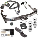 Custom Fit Trailer Hitch Wiring Harness (Plug & Play) 2" Drop Ball-Mount w/ Pin/Clip Security Lock Pin & Key 2-5/16" and 2" Chrome Ball 4-Flat Mounting Bracket Rubber Hitch Plug Cover Installation Hardware Installation Instructions Ultimate Class 5 13K Tow Package For 07-10 Chevrolet Silverado GMC Sierra 2500 3500 Trailer Hitch w/ Wiring Dual 2" and 2-5/16" Ball 2" Drop Mount Lock Bracket Cover 2" Receiver Reese