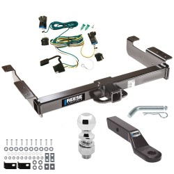Class V 10K Tow Package For 03-14 Chevy Express GMC Savana 1500 03-24 2500 3500 Trailer Hitch w/ Wiring 2-5/16" Ball 2" Drop Mount 2" Receiver Reese