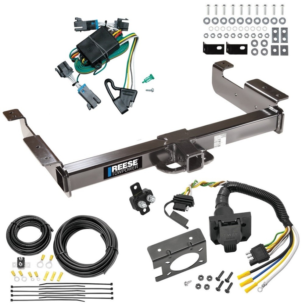 Custom Fit Trailer Hitch Wiring Harness (Plug & Play) Trailer Connector Adapter Brake Control Wiring Kit Circuit Breaker Installation Hardware Installation Instructions 96946 85343 20506 7012a 118377 Reese Class 5 10K Trailer Hitch 7-Way RV Wiring 00 Class 5 10K Trailer Hitch w/ 7-Way RV Wiring For 00-02 Chevy Express GMC Savana Van Class 5 2" Receiver All Models Reese
