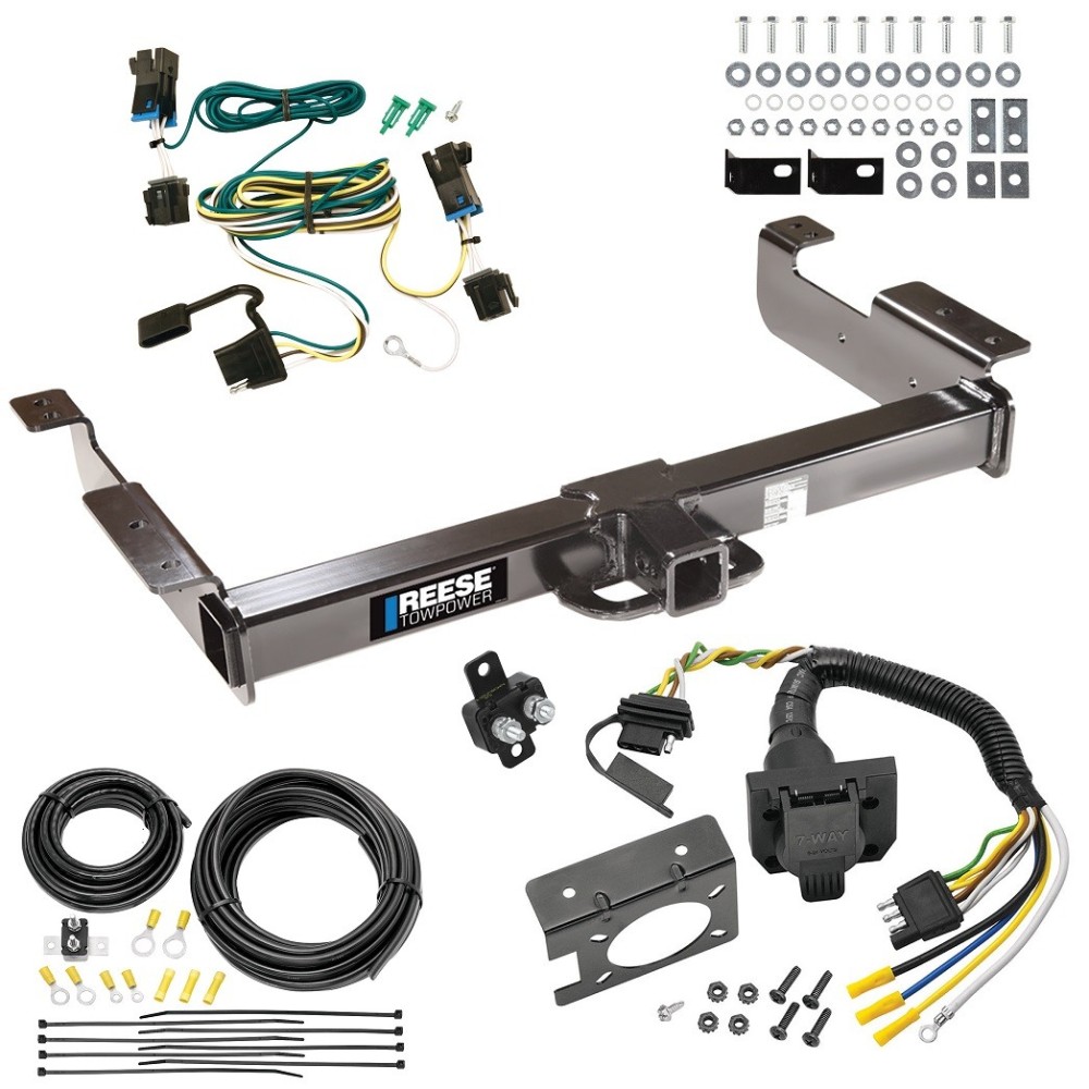 Custom Fit Trailer Hitch Wiring Harness (Plug & Play) Trailer Connector Adapter Brake Control Wiring Kit Circuit Breaker Installation Hardware Installation Instructions 96946 85343 20506 7012a 118392 Reese Class 5 10K Trailer Hitch 7-Way RV Wiring 03 Class 5 10K Trailer Hitch w/ 7-Way RV Wiring For 03-14 Chevy Express GMC Savana 1500 03-24 2500 3500 Class 5 2" Receiver All Models Reese