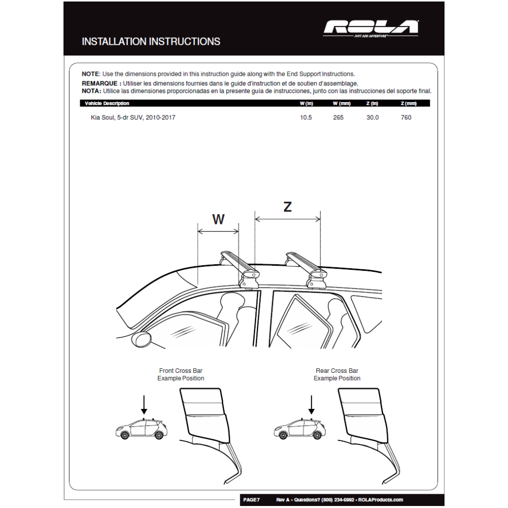 Custom Fit Door Frame Kit End Support Aluminum Cross BarsInstallation Instructions R5034 Rola Roof Rack Cross Bars 10-13 Kia Soul Aluminum Extreme Cross Bar DFE Series 10 11 12 13 2010 2011 2012 2013 Rola Roof Rack Cross Bars For 10-13 Kia Soul Aluminum Extreme Cross Bar DFE Series