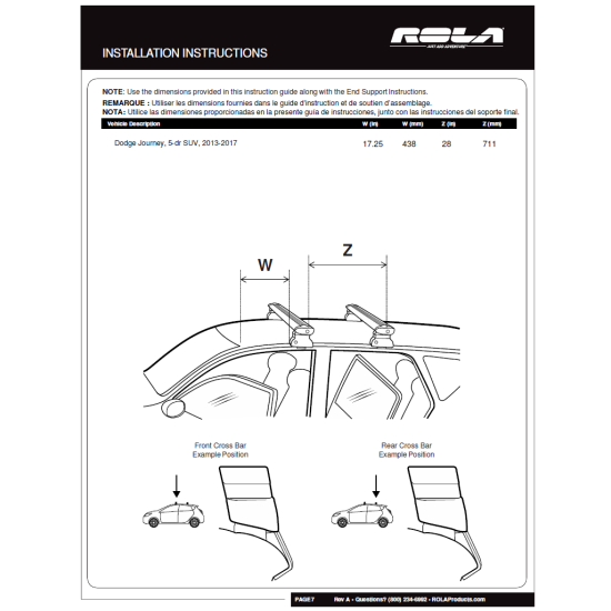 Custom Fit Door Frame Kit End Support Aluminum Cross BarsInstallation Instructions R5049 Rola Roof Rack Cross Bars 13-20 Dodge Journey Aluminum Extreme Cross Bar DFE Series 13 14 15 16 17 18 19 20 2013 2014 2015 2016 2017 2018 2019 2020 Rola Roof Rack Cross Bars For 13-20 Dodge Journey Aluminum Extreme Cross Bar DFE Series