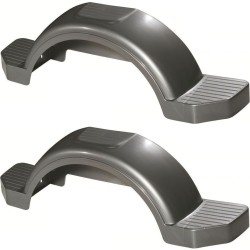 Set of 2 Silver Fulton Single Axle Trailer Fenders 15" Wheels Triple Step 45" Long Boat Utility Sale Replacement