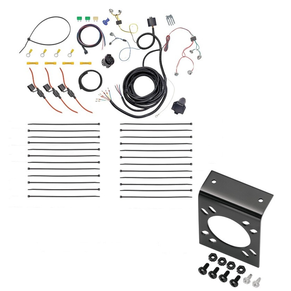 7Way RV Trailer Wiring Harness w/ Mounting Bracket For 1622