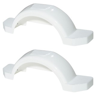 008573 008573 Fulton Set of 2 White Fulton Single Axle Trailer Fenders 13" Wheels Triple Step 40" Long Boat Utility Sale Replacement Set of 2 White Fulton Single Axle Trailer Fenders 13" Wheels Triple Step 40" Long Boat Utility Sale Replacement