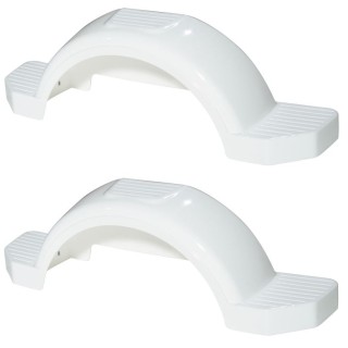 008574 008574 Fulton Set of 2 White Fulton Single Axle Trailer Fenders 14" Wheels Triple Step 42-5/8" Long Boat Utility Sale Replacement Set of 2 White Fulton Single Axle Trailer Fenders 14" Wheels Triple Step 42-5/8" Long Boat Utility Sale Replacement