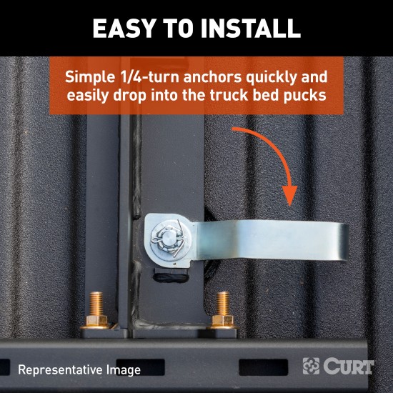 16050 - Puck System 5th Wheel Rails, Select Chevy Silverado, GMC Sierra 2500 HD, 3500 HD Curt Q24 5th Wheel Trailer Hitch for 2016-2019 Chevy Silverado or GMC Sierra with a 24,000 LB towing capacity.