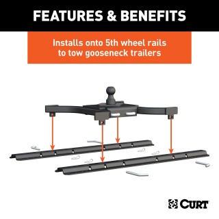 16443 - Custom 5th Wheel Brackets, Select Ford F-250, F-350 Super Duty Curt Spyder 25K Gooseneck Hitch for Ford F250/F350 Super Duty