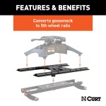 60690 - Double Lock EZr Gooseneck Hitch Kit with Brackets, Select Silverado, Sierra HD Curt A16 dual jaw sliding 5th wheel hitch for trucks