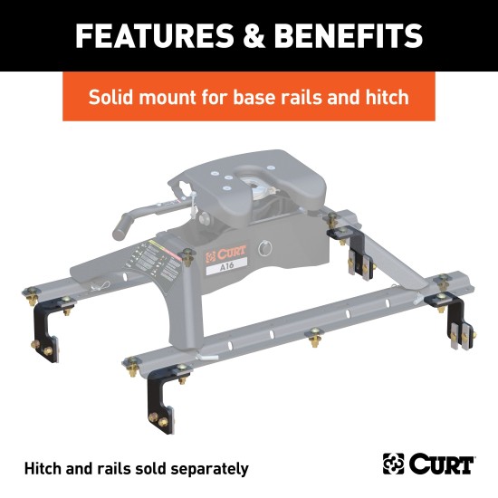 16300 - Semi-Custom 5th Wheel Brackets, Select Ford F-150 Curt A25 Sliding 5th Wheel Hitch for 2005-2011 Ford F150 Short Beds