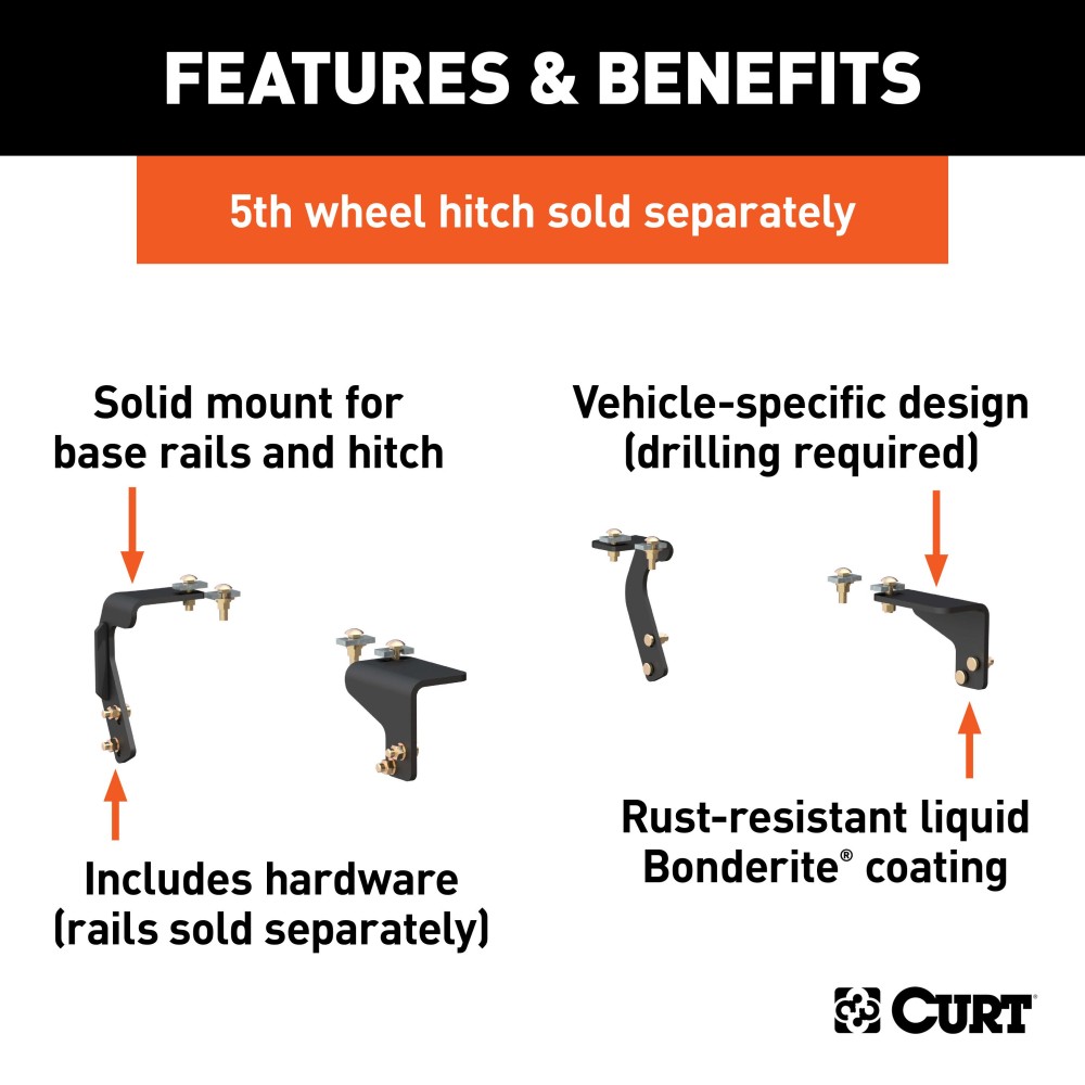Curt E16 Slide Bar Jaw 5th Wheel Hitch for Dodge Ram