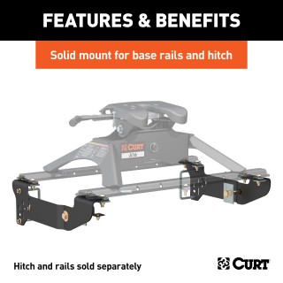 16400 - Custom 5th Wheel Brackets, Select Chevrolet Silverado, GMC Sierra 1500 Curt Spyder Gooseneck Trailer Hitch for Silverado, carbide black finish.