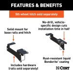 16429 - Custom 5th Wheel Brackets, Select Chevrolet Silverado, GMC Sierra 2500, 3500 HD Curt 40K Tiridium Base Rail Kit with Quick Connect Brackets