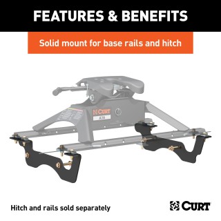 16431 - Custom 5th Wheel Brackets, Select Ford F-250, F-350, F-450 Super Duty Curt Above-Bed 40K Rail Kit for Ford F250 to F450 (2017-2022)