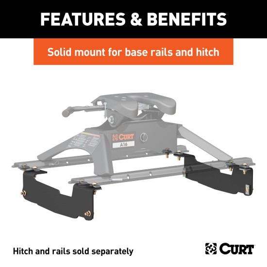 16441 - Custom 5th Wheel Brackets, Select Ford F-150 (Except 5.5' Bed) Curt E16 5th Wheel Hitch with 16K Towing Capacity for Ford F150