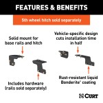 16468 - Custom 5th Wheel Brackets, Select Toyota Tundra, 6.5' Bed (No Extended Crew Cab) Curt A25 Sliding 5th Wheel Hitch 25K for 2007-2021 Toyota Tundra